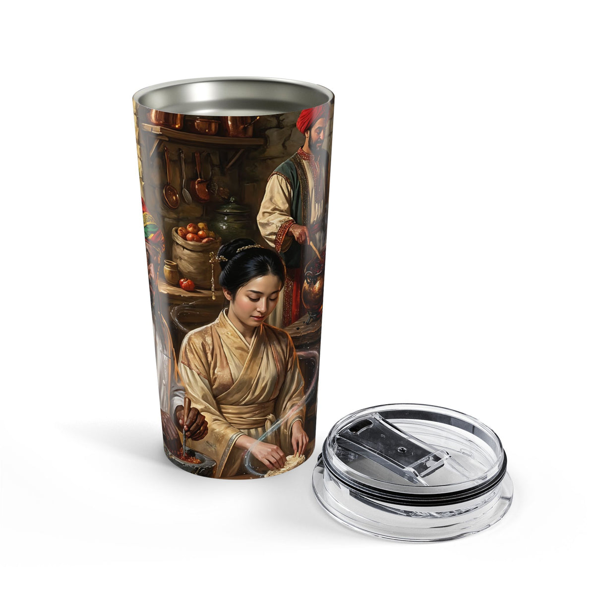 20oz Artful Kitchen Scene Tumbler – Vintage Chef & Baker Illustration Travel Cup