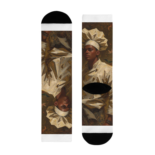 Art Portrait Crew Socks — Vintage Oil Painting Sublimation