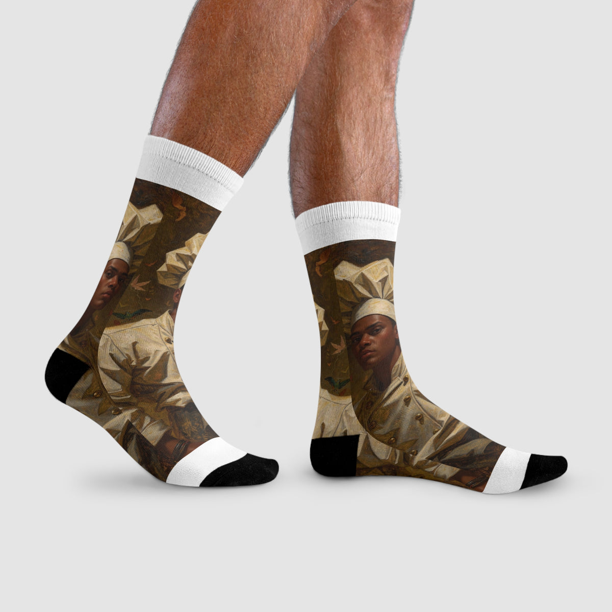 Art Portrait Crew Socks — Vintage Oil Painting Sublimation