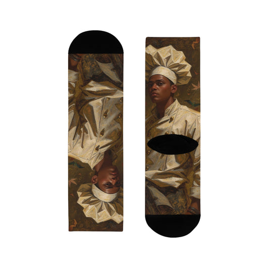 Art Portrait Crew Socks — Vintage Oil Painting Sublimation