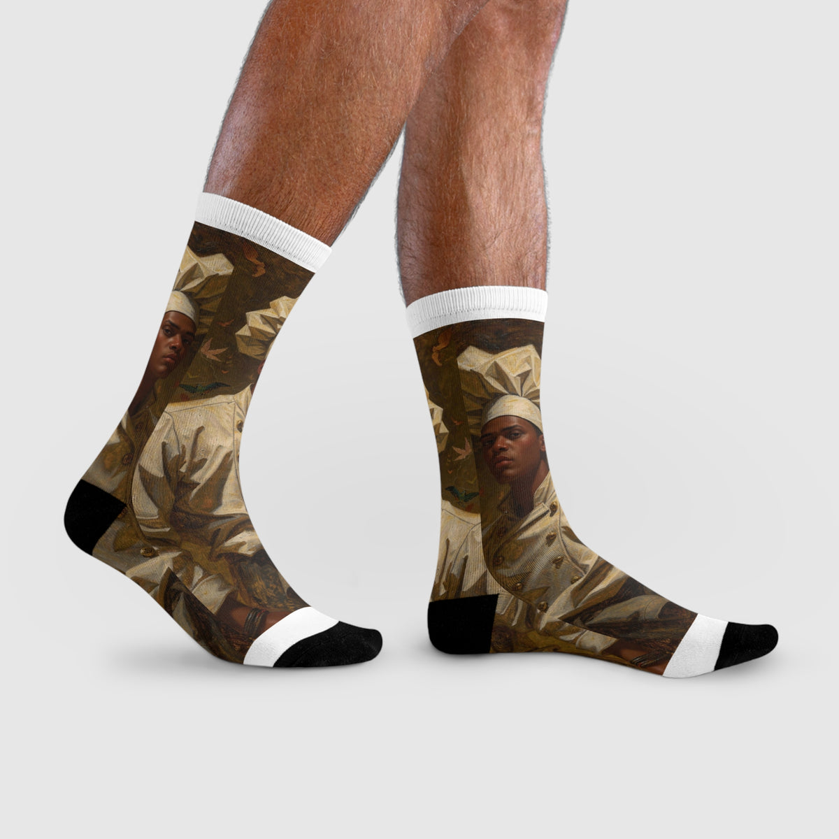 Art Portrait Crew Socks — Vintage Oil Painting Sublimation