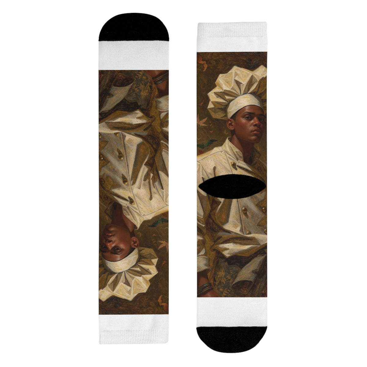 Art Portrait Crew Socks — Vintage Oil Painting Sublimation