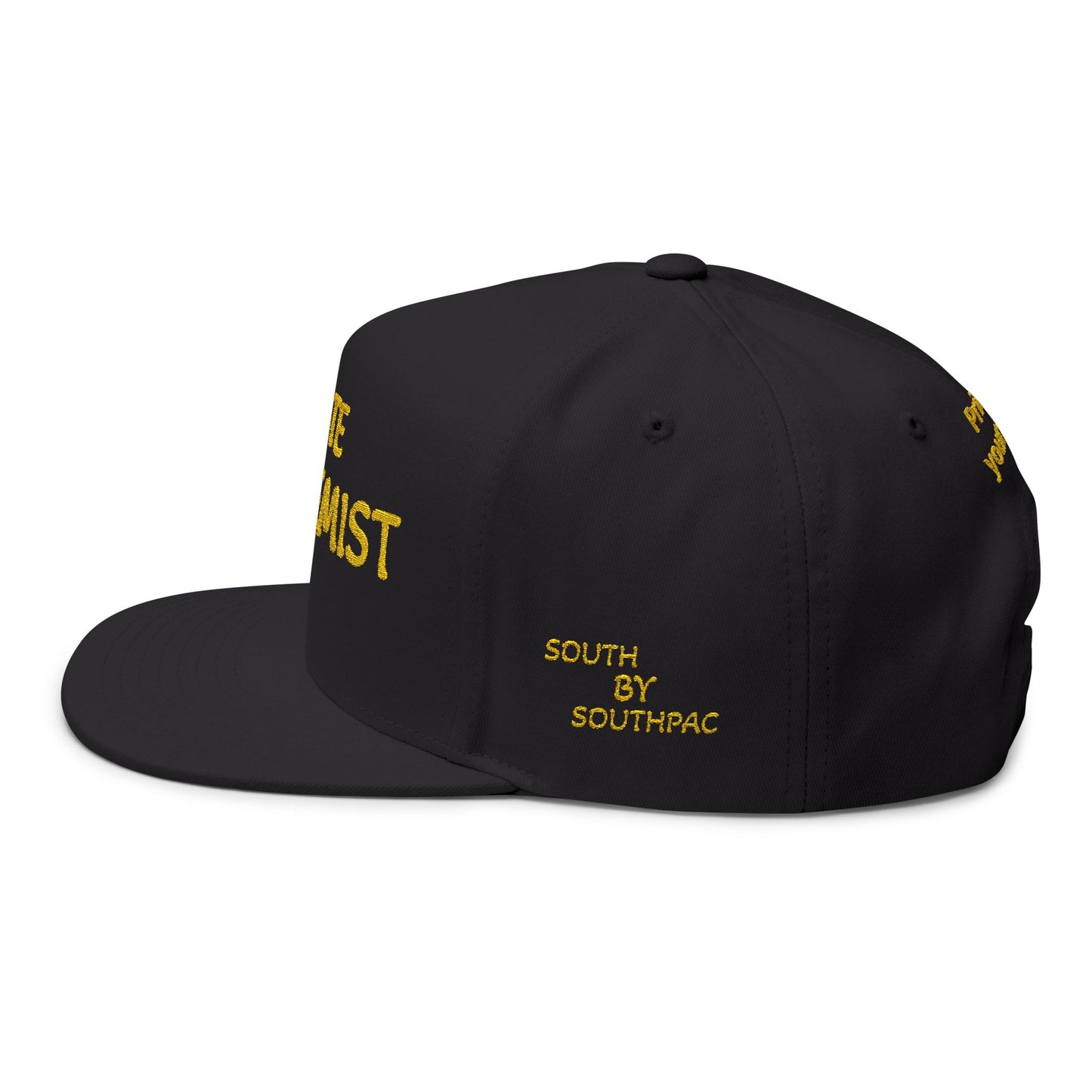 Embroidered Flat Bill Cap — "Knowledge of Cooking and the Passion to Do It Right"