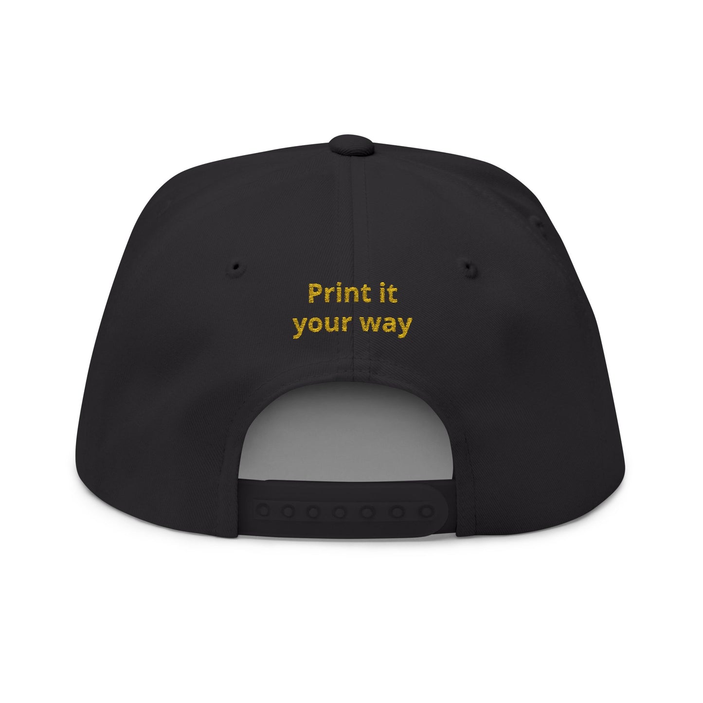 Embroidered Flat Bill Cap — “be a culinary villian. stand out from everyone else, while you burn!”