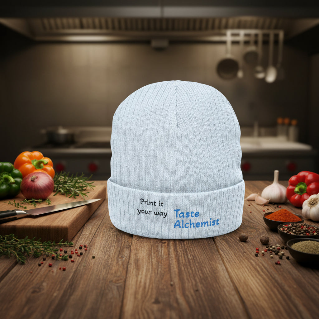 Chef Beanie — "Clock Out and Get Right" Ribbed Knit Embroidered Hat