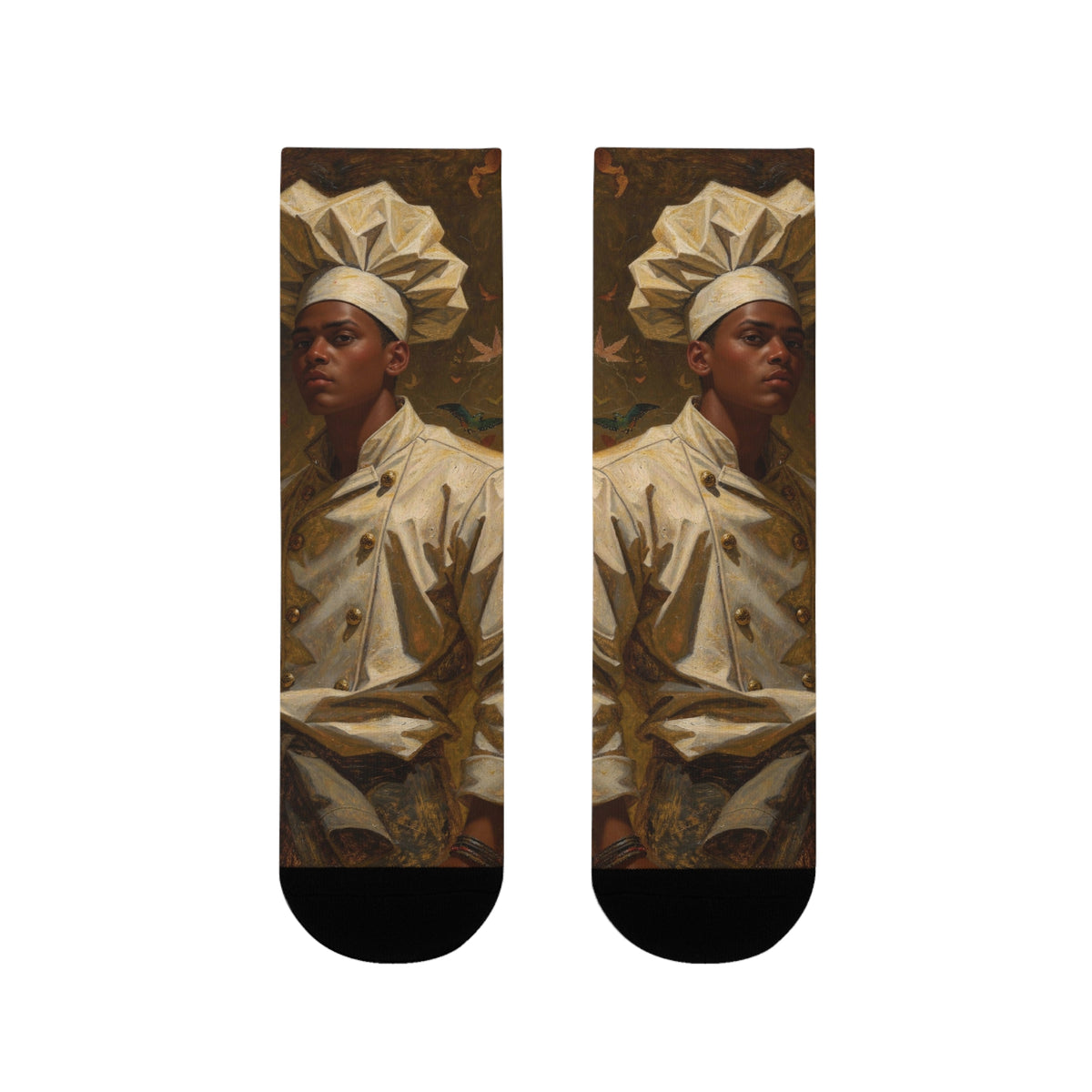 Art Portrait Crew Socks — Vintage Oil Painting Sublimation