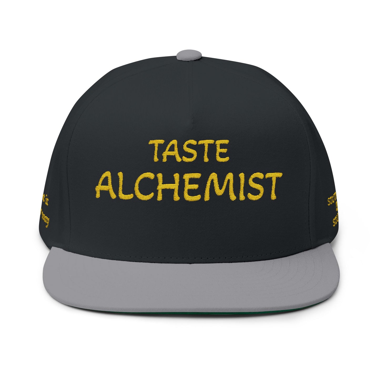 Embroidered Flat Bill Cap — "Knowledge of Cooking and the Passion to Do It Right"