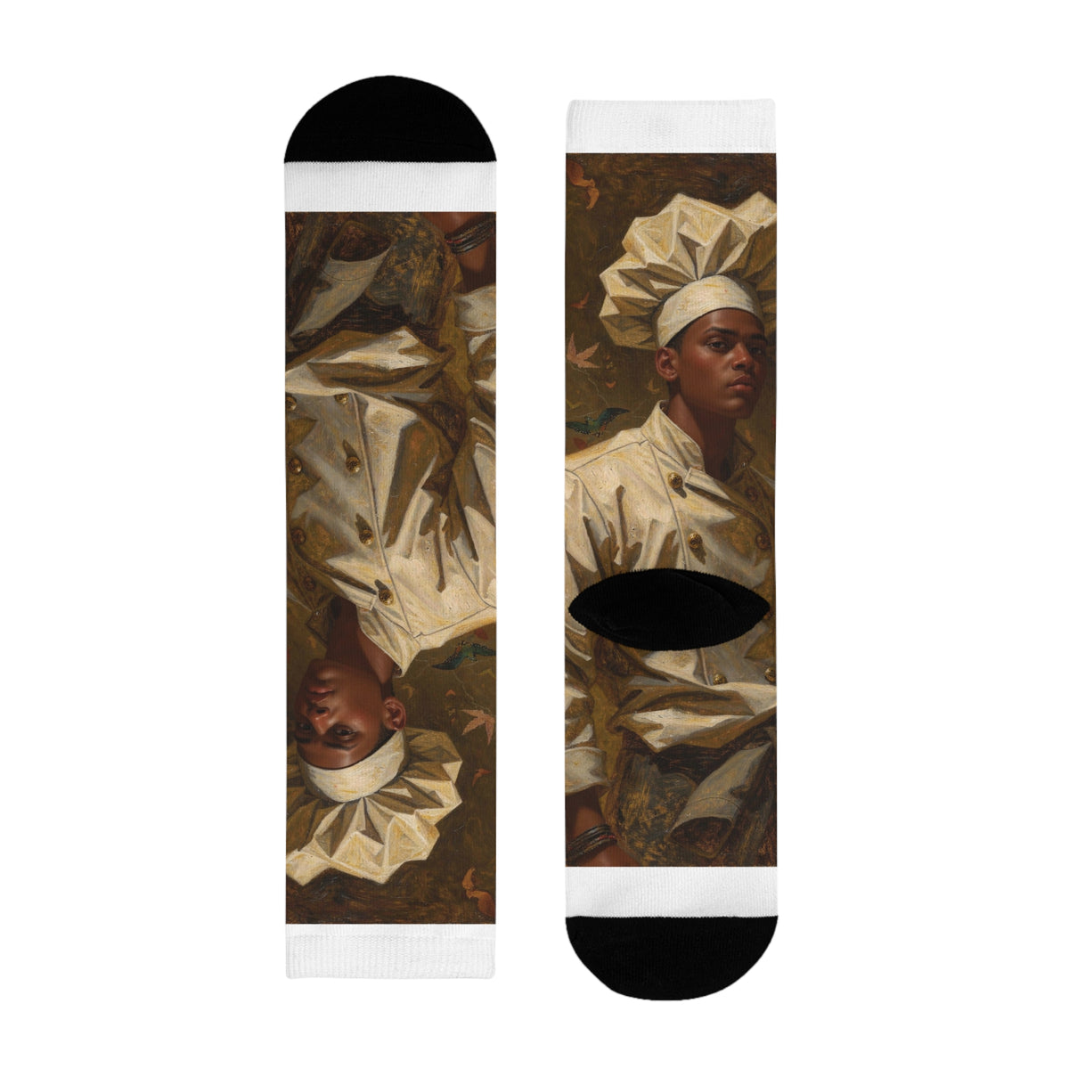 Art Portrait Crew Socks — Vintage Oil Painting Sublimation