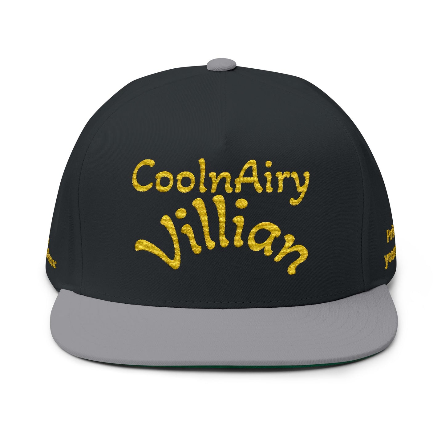 Embroidered Flat Bill Cap — “be a culinary villian. stand out from everyone else, while you burn!”