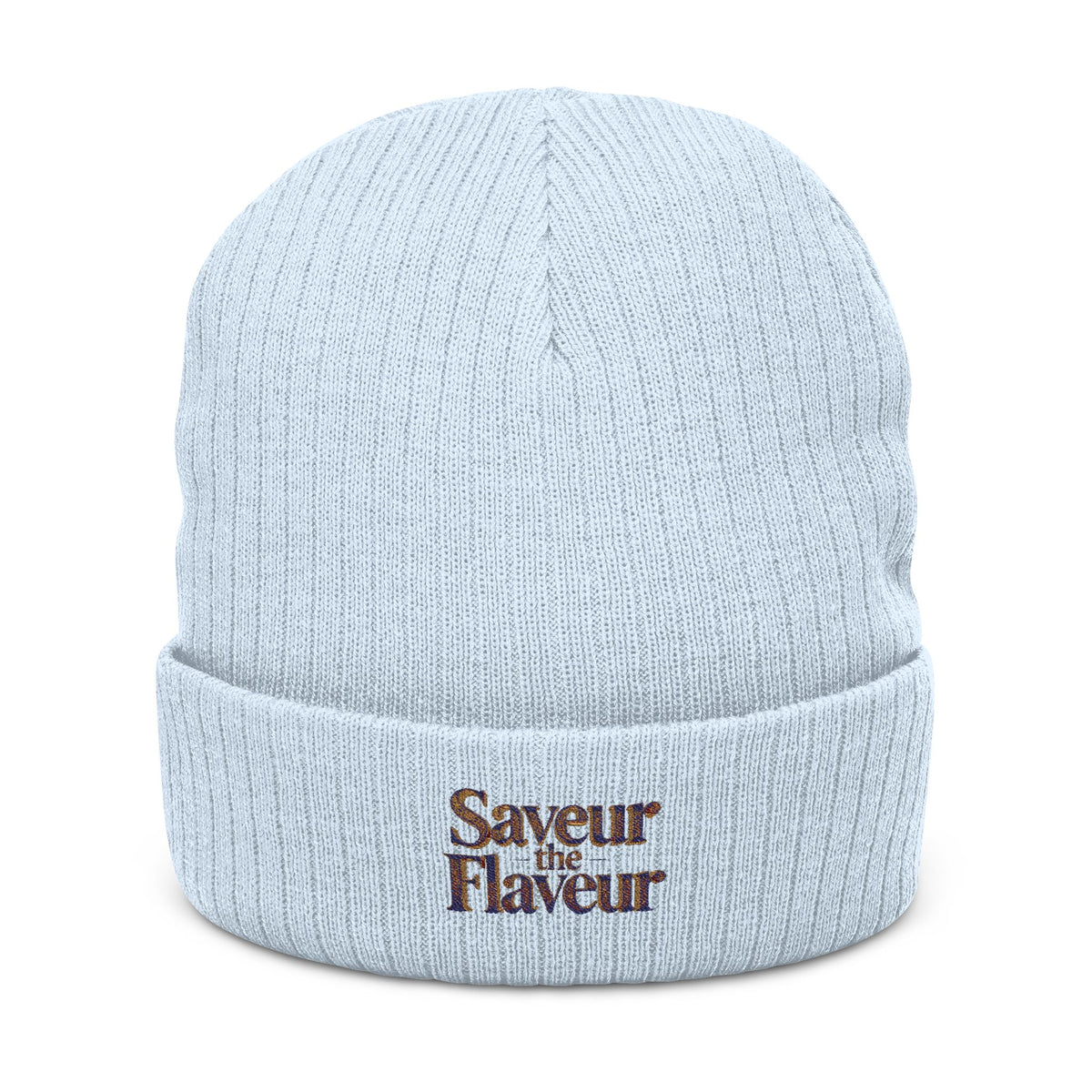 Ribbed Knit Beanie — “Saveur the Flaveur” Embroidered Chef Hat