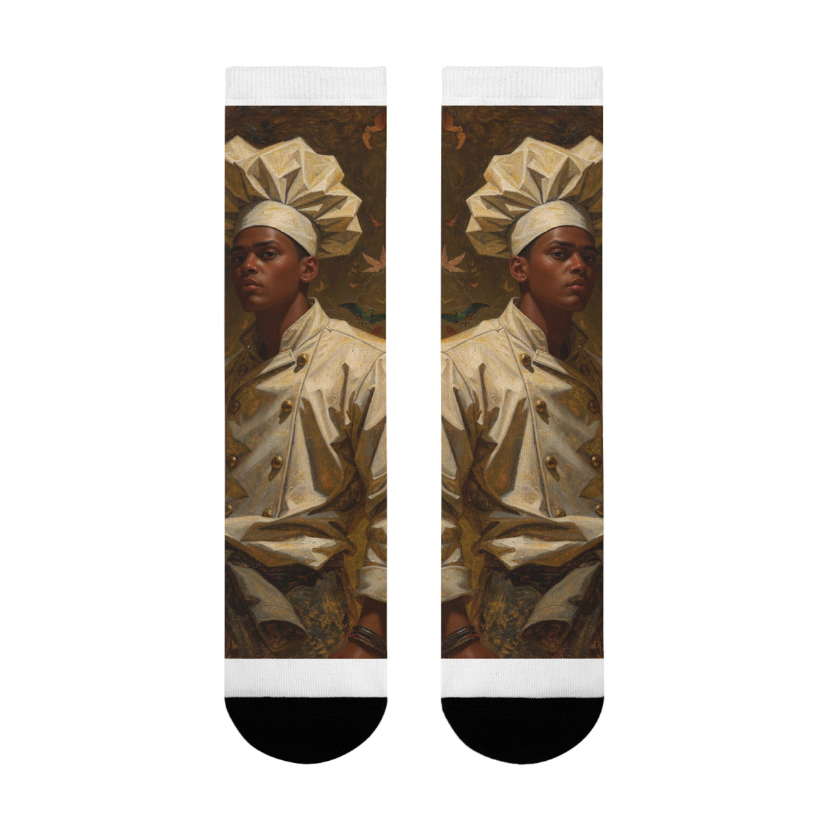 Art Portrait Crew Socks — Vintage Oil Painting Sublimation