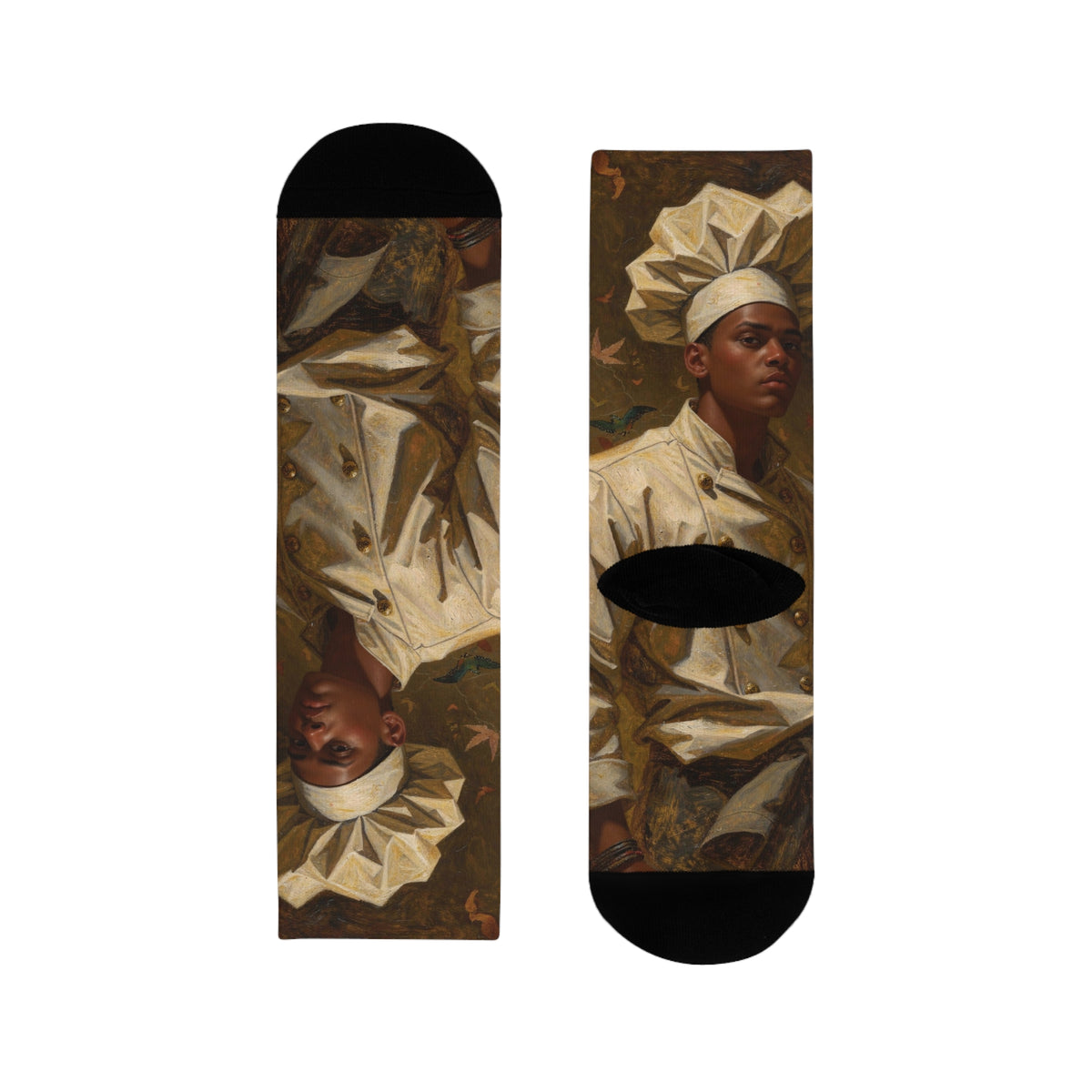 Art Portrait Crew Socks — Vintage Oil Painting Sublimation
